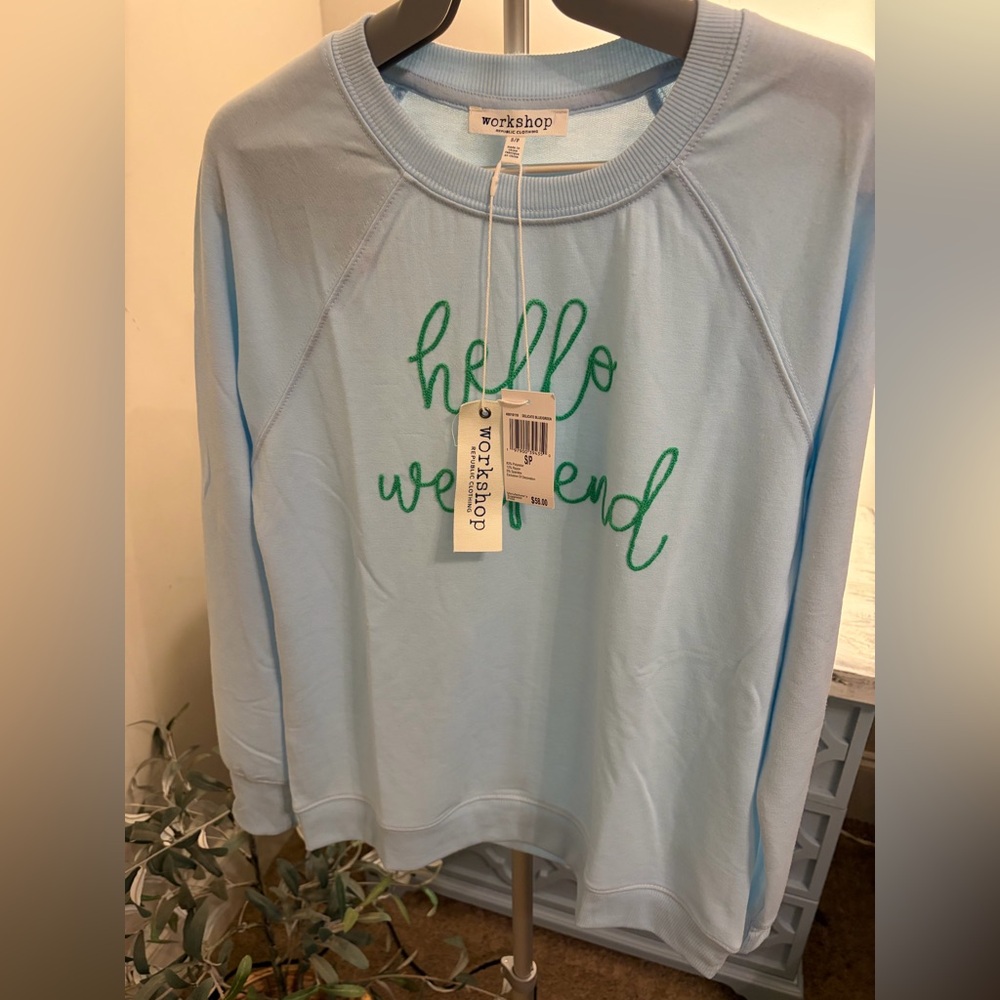 Workshop Republic Clothing Light Blue Long Sleeve Tee